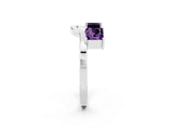 White gold Princess Cut Amethyst Two-Stone Open Band Ring with Four-Prong Setting_8