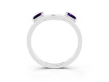 White gold Princess Cut Amethyst Two-Stone Open Band Ring with Four-Prong Setting_9