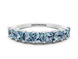 White gold Princess Cut Aquamarine Channel-Set Eternity Band with Prong Setting_6