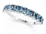 White gold Princess Cut Aquamarine Channel-Set Eternity Band with Prong Setting_7