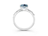 White gold Princess Cut Aquamarine Cluster Side Stone Solitaire Ring with Prong Setting_27