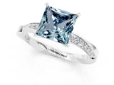 White gold Princess Cut Aquamarine Engagement Ring with Side Stone Accents and Four-Prong Setting_40