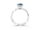 White gold Princess Cut Aquamarine Engagement Ring with Side Stone Accents and Four-Prong Setting_42