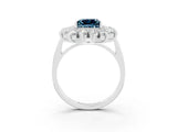 White gold Princess Cut Aquamarine Floral Double Halo Engagement Ring with Prong Setting_142