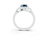 White gold Princess Cut Aquamarine Halo Ring with Tapered Band and Four-Prong Setting_3