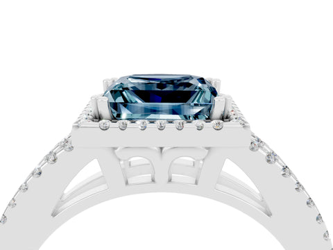 White gold Princess Cut Aquamarine Halo Split Shank Engagement Ring_16