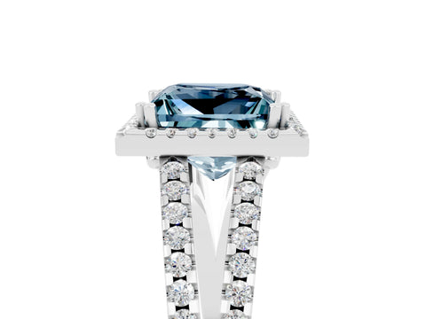 White gold Princess Cut Aquamarine Halo Split Shank Engagement Ring_17