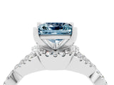 White gold Princess Cut Aquamarine  Halo Twist Band Solitaire Prong Setting Ring_28