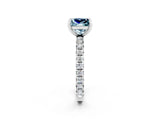 White gold Princess Cut Aquamarine Pavé Solitaire Ring with Round Band and Prong Setting_38