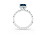 White gold Princess Cut Aquamarine Pavé Solitaire Ring with Round Band and Prong Setting_39