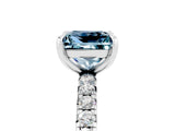 White gold Princess Cut Aquamarine Pavé Solitaire Ring with Round Band and Prong Setting_41