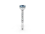 White gold Princess Cut Aquamarine Pave Band Solitaire Ring with Four-Prong Setting_26