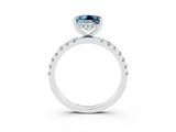 White gold Princess Cut Aquamarine Pave Band Solitaire Ring with Four-Prong Setting_27