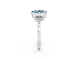 White gold Princess Cut Aquamarine Ring with Side Stones and Four-Prong Setting_38