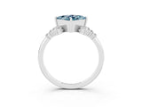 White gold Princess Cut Aquamarine Ring with Side Stones and Four-Prong Setting_39
