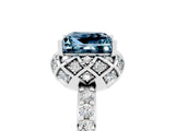 White gold Princess Cut Aquamarine Scalloped Halo Engagement Ring with Round Shared Prong Band_17