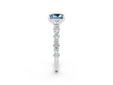 White gold Princess Cut Aquamarine Side Stone Solitaire Ring with Round  and Four-Prong Setting_50