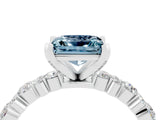 White gold Princess Cut Aquamarine Side Stone Solitaire Ring with Round  and Four-Prong Setting_52