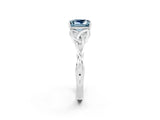 White gold Princess Cut Aquamarine Solitaire Celtic Knot Ring with Four-Prong Setting_14