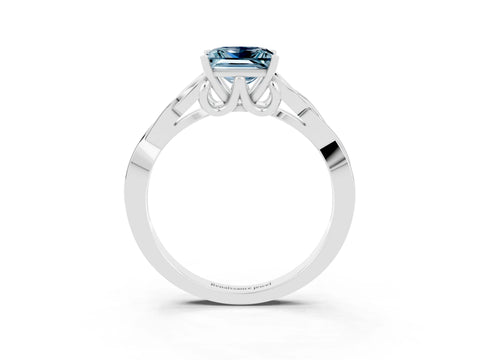 White gold Princess Cut Aquamarine Solitaire Celtic Knot Ring with Four-Prong Setting_15