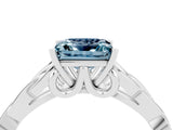 White gold Princess Cut Aquamarine Solitaire Celtic Knot Ring with Four-Prong Setting_16