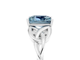 White gold Princess Cut Aquamarine Solitaire Celtic Knot Ring with Four-Prong Setting_17