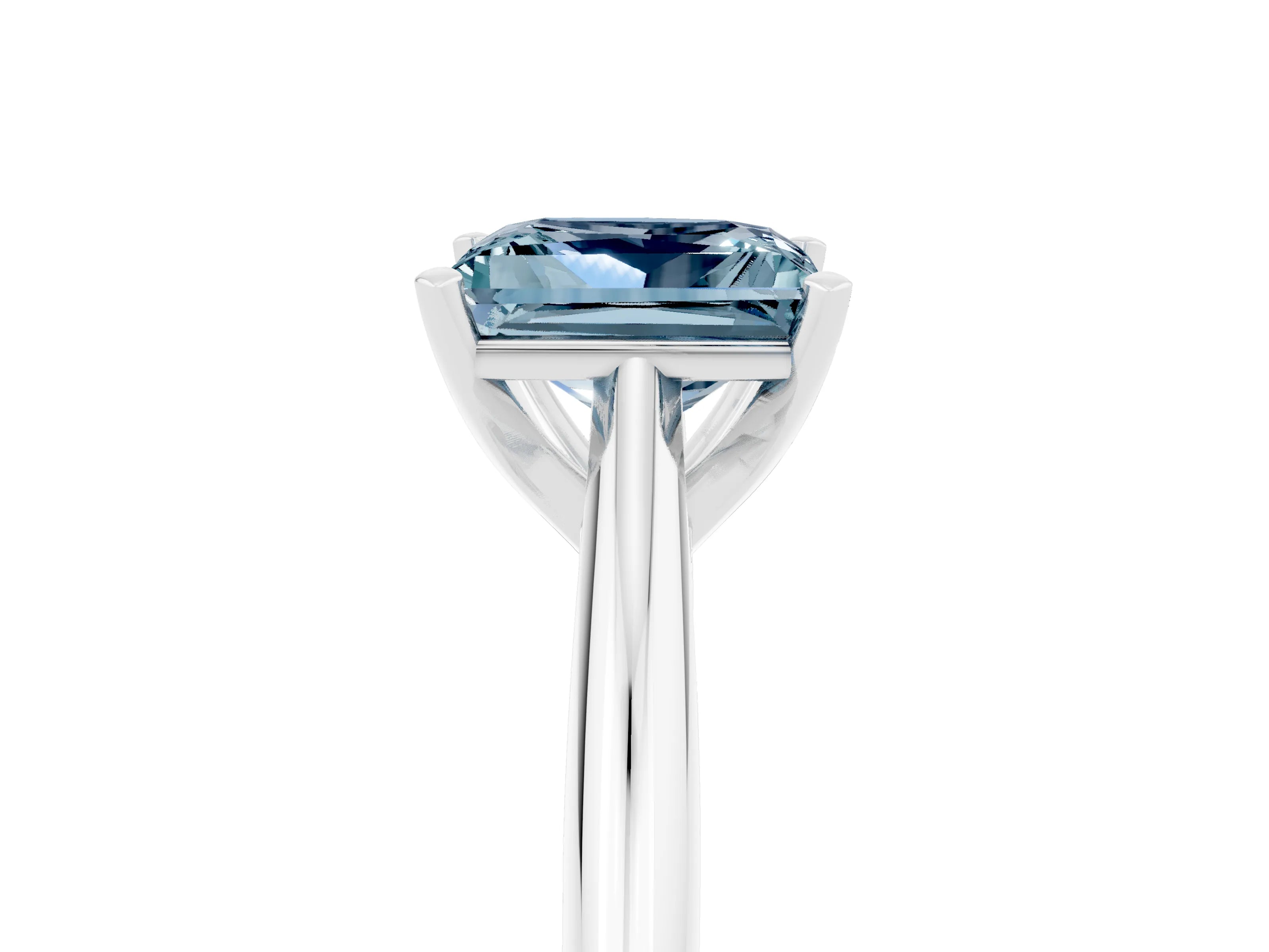 White gold Princess Cut Aquamarine Solitaire Engagement Ring with Cathedral Setting and Four-Prong Mount_17