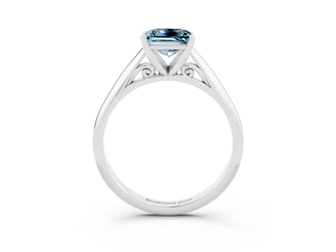 White gold Princess Cut Aquamarine Solitaire Engagement Ring with Cathedral Setting and Four-Prong Mount_27