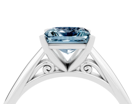 White gold Princess Cut Aquamarine Solitaire Engagement Ring with Cathedral Setting and Four-Prong Mount_28