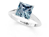 White gold Princess Cut Aquamarine Solitaire Engagement Ring with Cathedral Setting and Four-Prong Mount_31