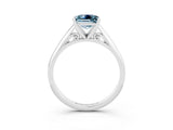 White gold Princess Cut Aquamarine Solitaire Engagement Ring with Cathedral Setting and Four-Prong Mount_33