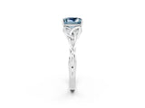 White gold Princess Cut Aquamarine Solitaire Engagement Ring with Celtic Knot Band and Four-Prong Setting_2