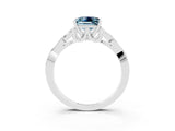 White gold Princess Cut Aquamarine Solitaire Engagement Ring with Celtic Knot Band and Four-Prong Setting_3