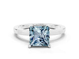 White gold Princess Cut Aquamarine Solitaire Engagement Ring with Classic Band and Four-Prong Setting_24