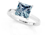 White gold Princess Cut Aquamarine Solitaire Engagement Ring with Classic Band and Four-Prong Setting_25