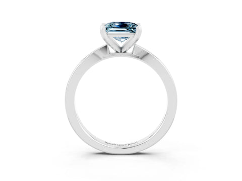 White gold Princess Cut Aquamarine Solitaire Engagement Ring with Classic Band and Four-Prong Setting_27