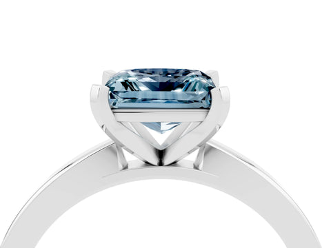 White gold Princess Cut Aquamarine Solitaire Engagement Ring with Classic Band and Four-Prong Setting_28