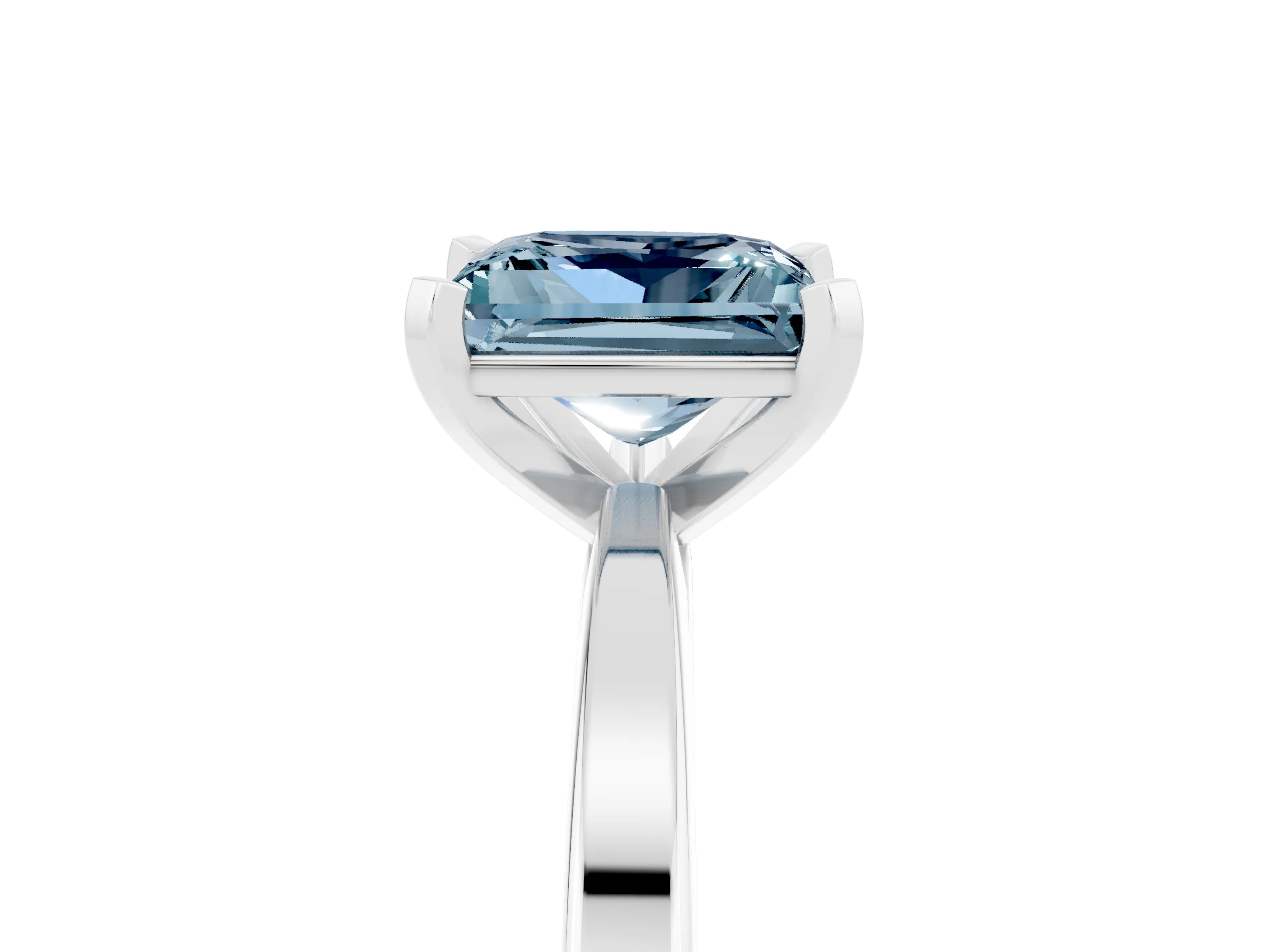 White gold Princess Cut Aquamarine Solitaire Engagement Ring with Classic Band and Four-Prong Setting_29