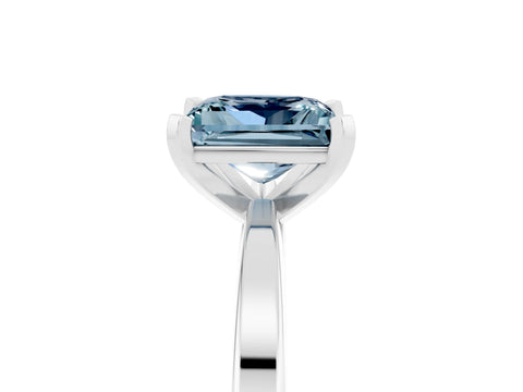White gold Princess Cut Aquamarine Solitaire Engagement Ring with Classic Band and Four-Prong Setting_29