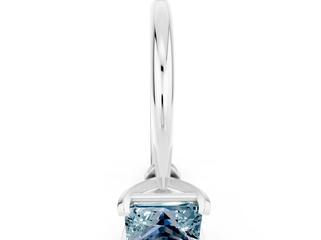 White gold Princess Cut Aquamarine Solitaire Engagement Ring with Classic Band and Four-Prong Setting_36