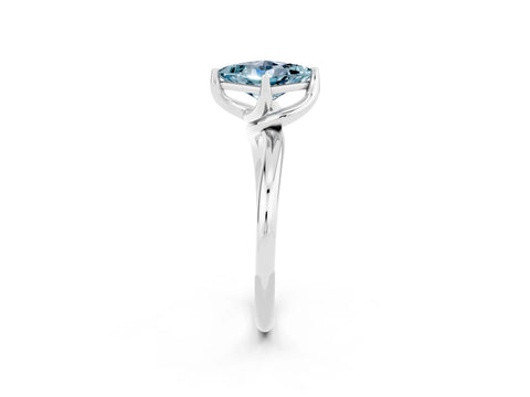 White gold Princess Cut Aquamarine Solitaire Engagement Ring with Four-Prong Setting and Classic Band_14