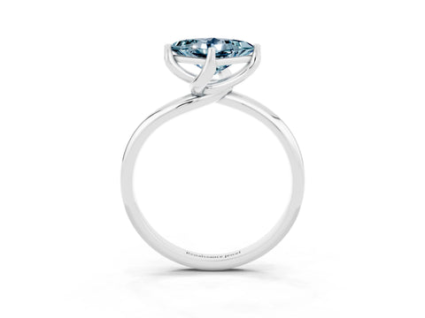 White gold Princess Cut Aquamarine Solitaire Engagement Ring with Four-Prong Setting and Classic Band_15