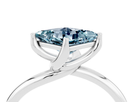 White gold Princess Cut Aquamarine Solitaire Engagement Ring with Four-Prong Setting and Classic Band_16
