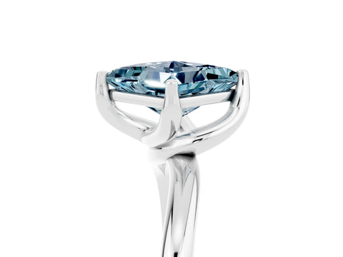 White gold Princess Cut Aquamarine Solitaire Engagement Ring with Four-Prong Setting and Classic Band_17