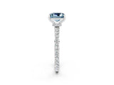 White gold Princess Cut Aquamarine Solitaire Engagement Ring with Pavé Band and Four-Prong Setting_2
