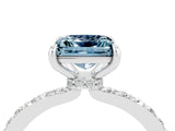 White gold Princess Cut Aquamarine Solitaire Engagement Ring with Pavé Band and Four-Prong Setting_4