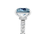 White gold Princess Cut Aquamarine Solitaire Engagement Ring with Pavé Band and Four-Prong Setting_5