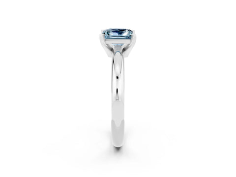 White gold Princess Cut Aquamarine Solitaire Engagement Ring with Round Band and Four-Prong Setting_2