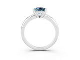 White gold Princess Cut Aquamarine Solitaire Engagement Ring with Round Band and Four-Prong Setting_3