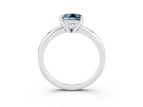 White gold Princess Cut Aquamarine Solitaire Engagement Ring with Round Band and Four-Prong Setting_3